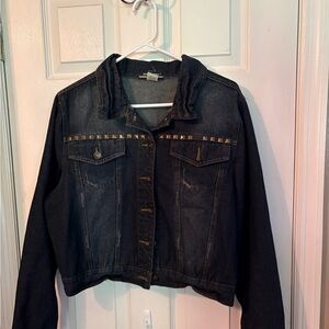 Roommates Black‎ Cropped Jean Jacket with Studded Details
